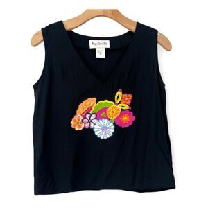 VINTAGE Key Lime Pie | S | Embellished Sequin Tropical Flower Tank Top